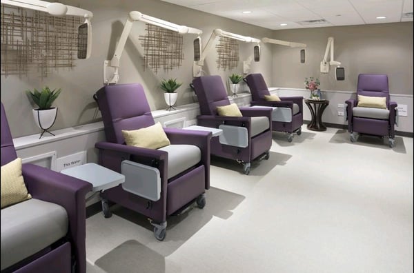 Clinic Arm Systems by PDi w Purple Chairs