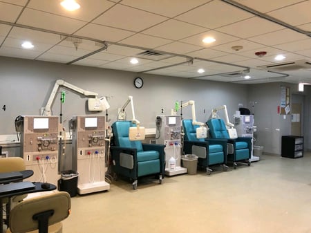Clinic Arm Systems by PDi w TealBlue Chairs