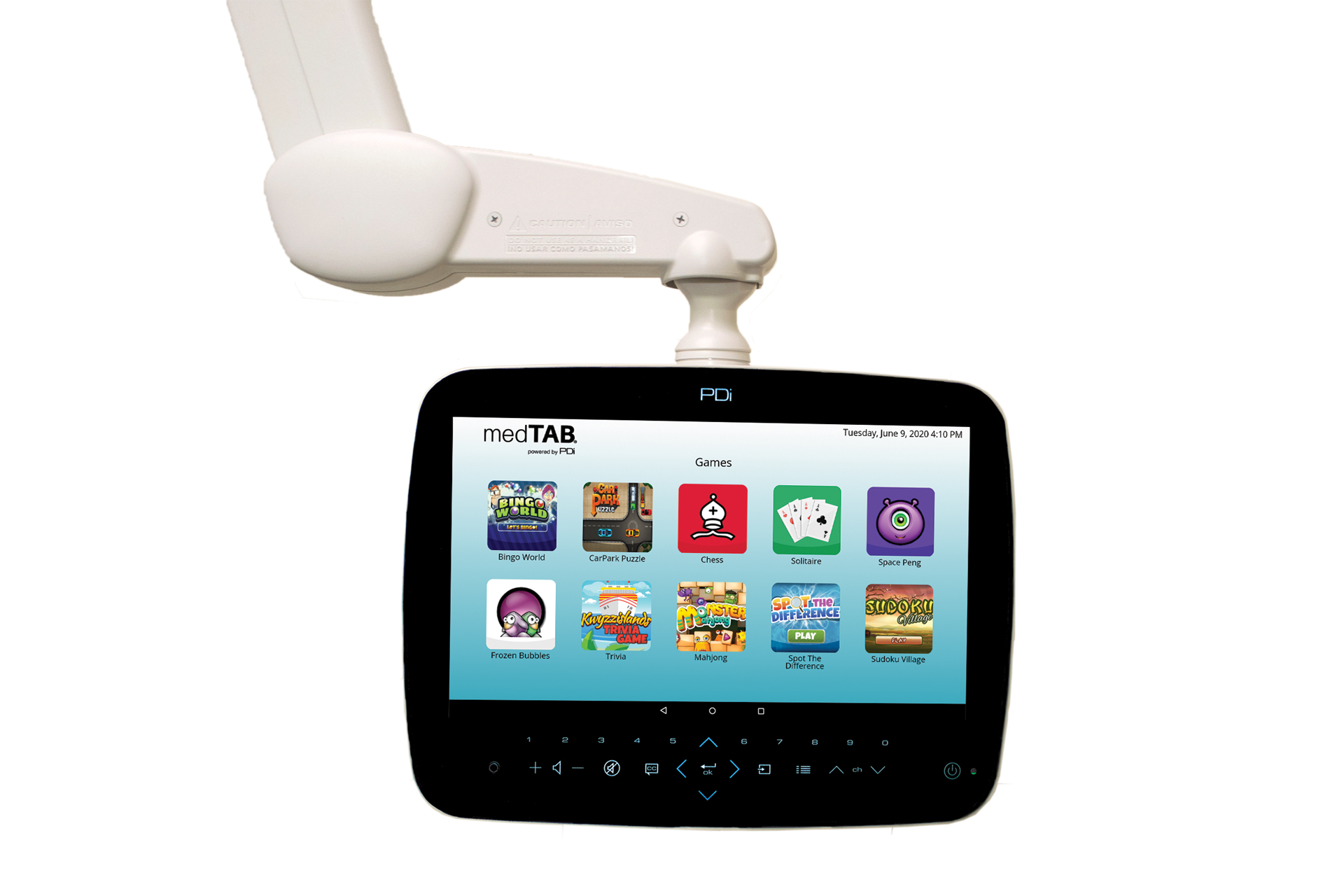 Product image of the medTAB14 healthcare television built by PDi Communication Systems, Inc. on the game screen